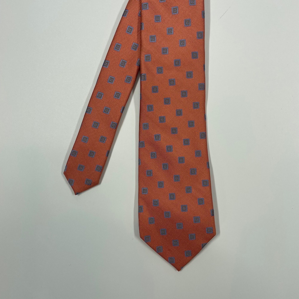 Tom James Orange Geometric Silk Woven Corporate Image Necktie Mens OS